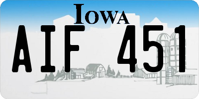 IA license plate AIF451