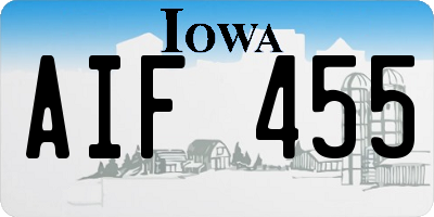 IA license plate AIF455