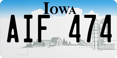 IA license plate AIF474