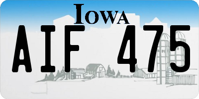 IA license plate AIF475