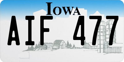 IA license plate AIF477