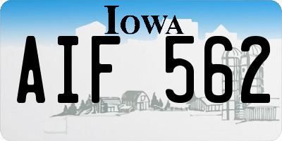 IA license plate AIF562