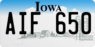 IA license plate AIF650
