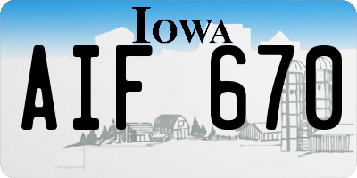 IA license plate AIF670