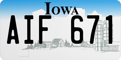 IA license plate AIF671