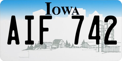 IA license plate AIF742