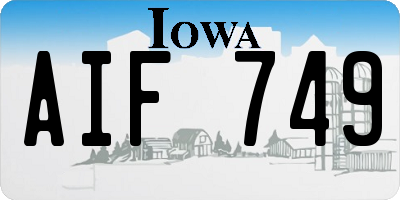 IA license plate AIF749