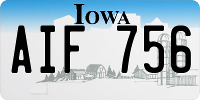 IA license plate AIF756