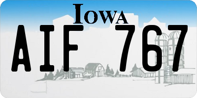 IA license plate AIF767
