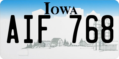 IA license plate AIF768