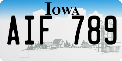 IA license plate AIF789