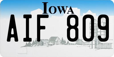 IA license plate AIF809