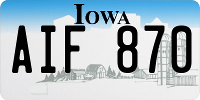 IA license plate AIF870