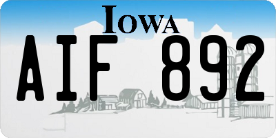 IA license plate AIF892
