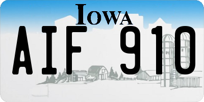 IA license plate AIF910