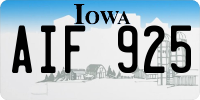 IA license plate AIF925