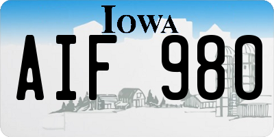 IA license plate AIF980