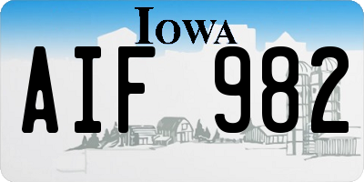 IA license plate AIF982