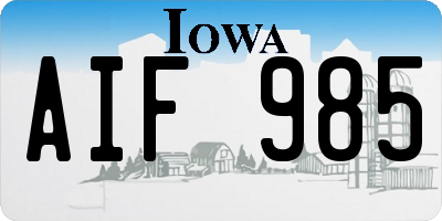 IA license plate AIF985
