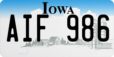 IA license plate AIF986