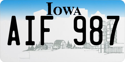 IA license plate AIF987