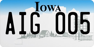 IA license plate AIG005