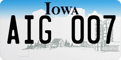IA license plate AIG007