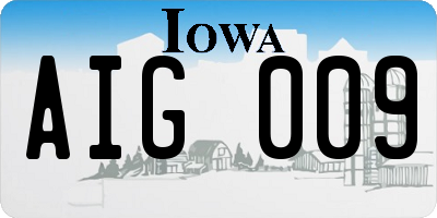IA license plate AIG009