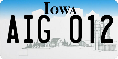IA license plate AIG012