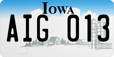 IA license plate AIG013