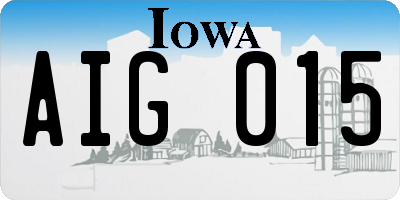 IA license plate AIG015