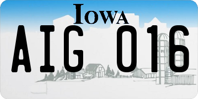 IA license plate AIG016