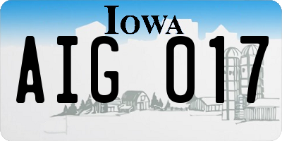 IA license plate AIG017
