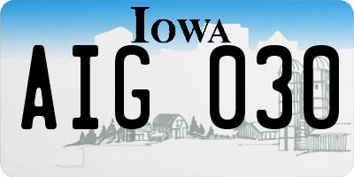 IA license plate AIG030