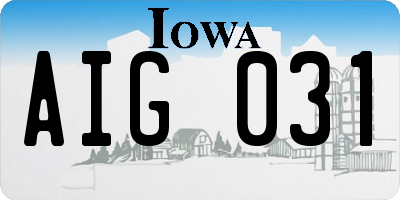 IA license plate AIG031