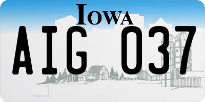 IA license plate AIG037