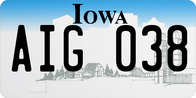 IA license plate AIG038