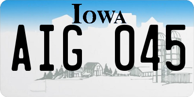 IA license plate AIG045