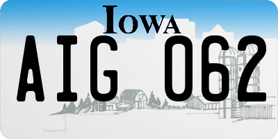 IA license plate AIG062