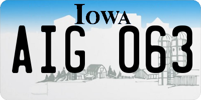 IA license plate AIG063