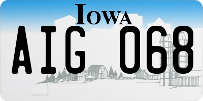 IA license plate AIG068
