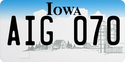 IA license plate AIG070