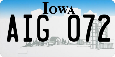IA license plate AIG072