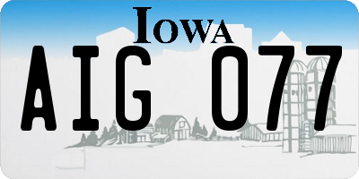 IA license plate AIG077