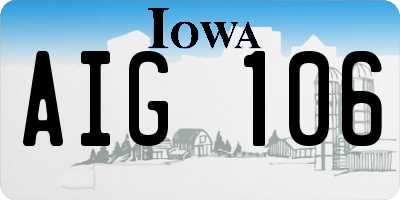 IA license plate AIG106