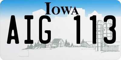 IA license plate AIG113