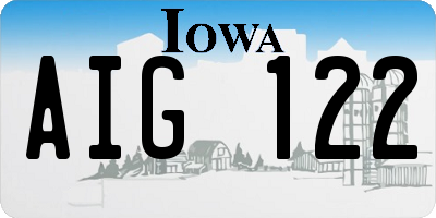 IA license plate AIG122
