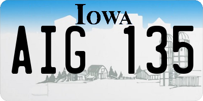 IA license plate AIG135