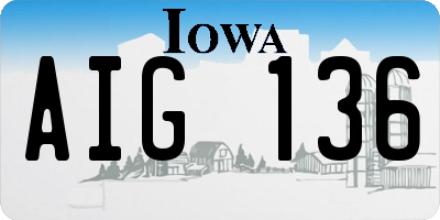 IA license plate AIG136