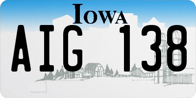 IA license plate AIG138